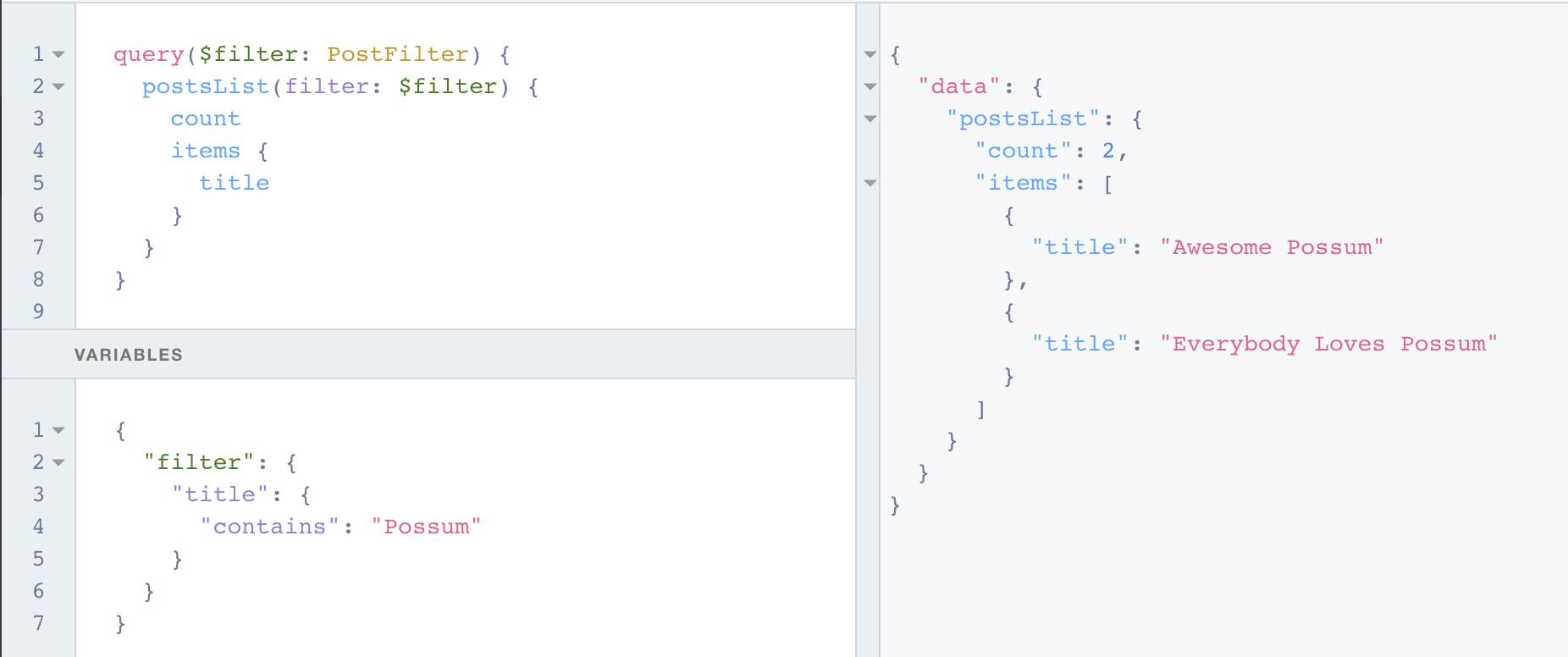 Using Variables in GraphQL queries