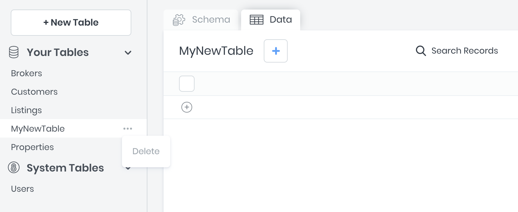 Deleting table&#39;s in the Data Builder