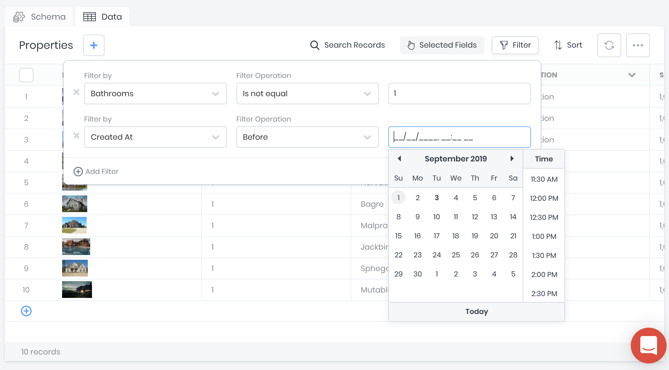 Filtering records in the Data Viewer