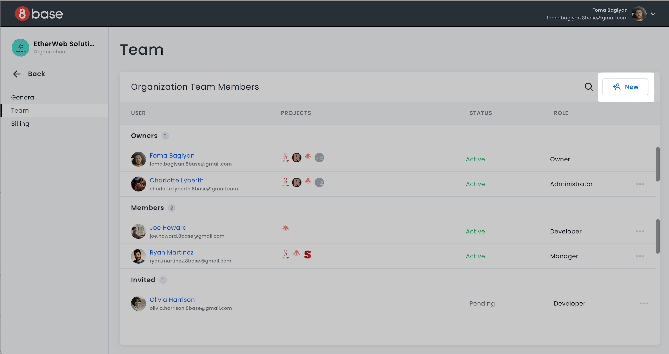 Inviting new team member