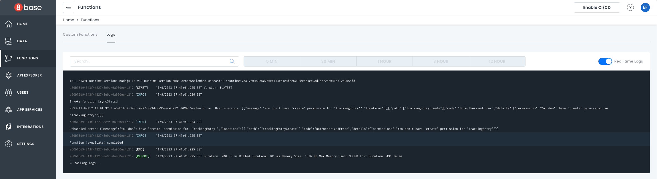 Logs for custom functions